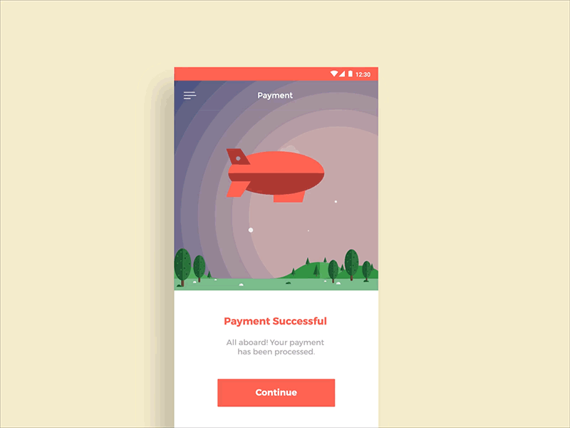 Payment successful - App animation