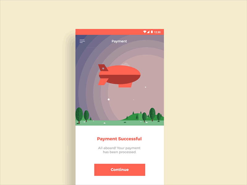 Payment successful - App animation android app clouds confirmation ios nature payment success zeppelin
