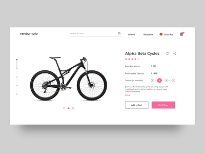 Rentomojo - Product Page Redesign bangalore bikes checkout cycle delhi mumbai product rent rentomojo review share website