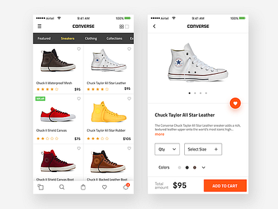 Converse Product page with Add to cart - concept addtocart app converse ios mobile product page prototype purchase sale shoes ui ux
