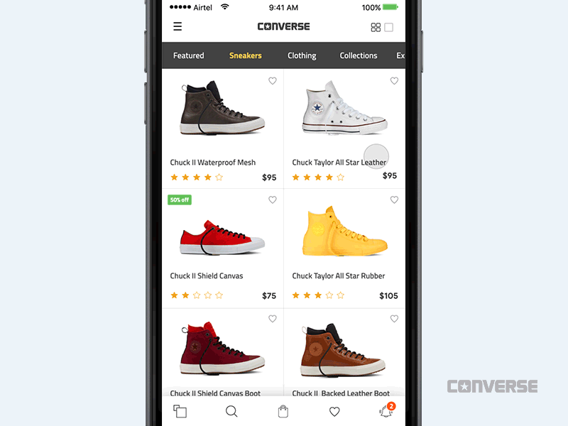 Add to cart interaction - Converse