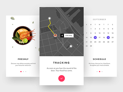 Onboarding Screen - Food ordering app calendar food food ordering app ios map mobile app onboarding phone restaurant results scheduling tracking