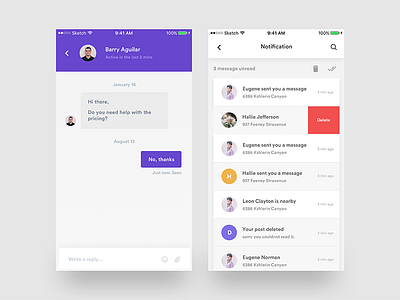 Chat and Notification - ZAD App iOS by Divan Raj on Dribbble