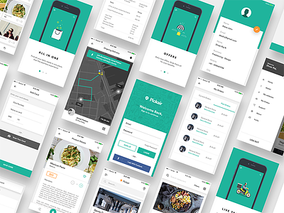 Complete iOS ui kit for delivery app checkout credit card delivery empty cart food app groceries ios app ui kit onboarding product profile tracking ui bundle