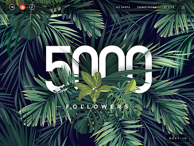 5K Followers 5000 5k button dribbble followers illustration leaves menu shot social tropical ui