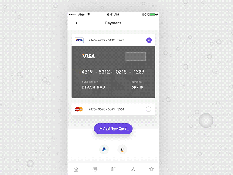 Credit card scanning Animation camera cart checkout credit card credits dashboard ios payment points rewards scanning ui