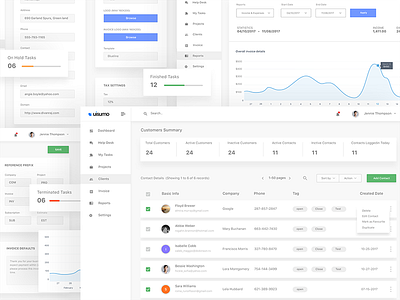 Admin - Dashboard admin clients dashboard help desk invoice project report settings task management tickets uisumo webdesign
