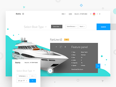 Boatrip landing page boat booking filters landing page minimal mockup presentation searching ui webdesign website