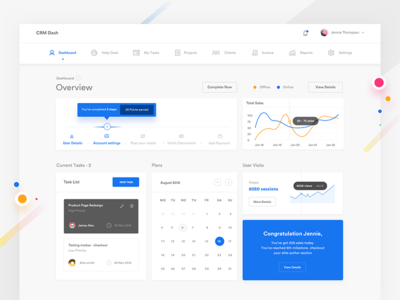 User Dashboard account calendar chart dashboard graphs payment plans profile sales settings task user management