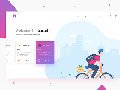 Hair salon landing page appointment box cart cycle cycling delivery gradient hair salon landing page menu product search
