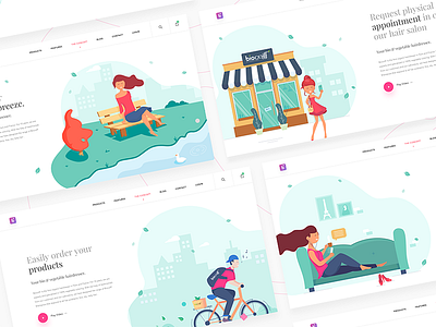 Hair salon - concept section landing page appointment box cart girl gradient hair hair salon landing page menu park product search