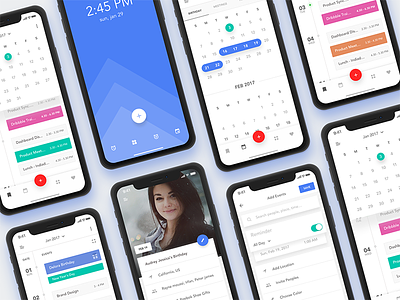 Calendar app iphone X add location add note birthday calendar create event edit events hybrid invite peoples iphonex search ui kit