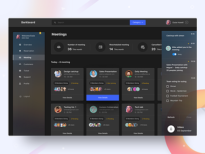 Meeting Dashboard - Dark version