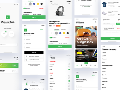 e-commerce mobile UI KIT - Sale addtocart checkout dashboard download ecommerce ecommerce app ecommerce business ecommerce shop login mobile app orders products sale search ui kit