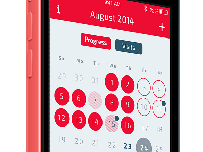 Progress Calendar app august calendar iphone mobile progress red