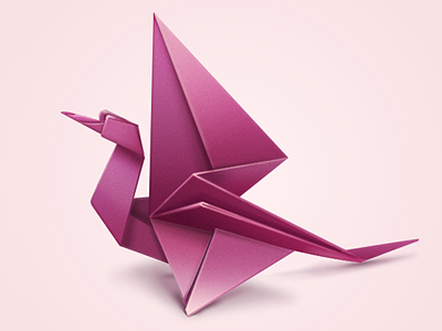 Pink Origami Bird by zhanna krivich on Dribbble