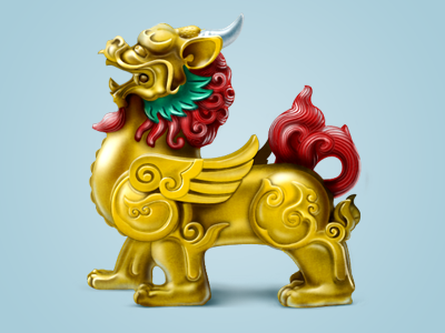 Feng shui symbol Pi Yao dragon feng shui gold icon illustration pi yao symbol