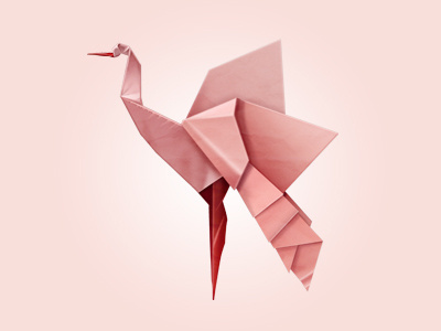 Light Pink Origami Bird bird ibis illustration origami paper pink