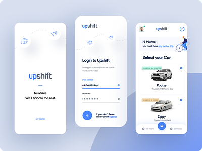 Upshift - Mobile app login app cars carsharing dashboard ios mobile productdesign tonik ui ux