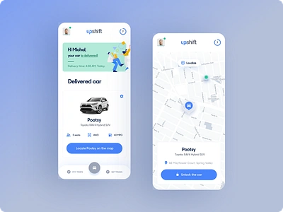 Upshift - Mobile app map app car cars carsharing design productdesign tonik ui ui design userinterface ux