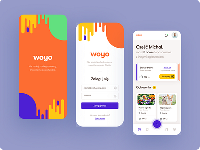 woyo - search your serviceman app colorful dashboard login michanczyk mobile app mobile ui product design sign in splash splash screen ui user interface ux