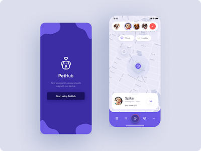 PetHub - find your missing pet! app dashboard dashboard ui design ios mobile app mobile ui splash ui user interface ux