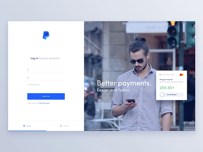 Paypal Redesign Concept - Login page app bank account bank app bank card credit card dashboard finance finance app login movade pay sign in ui ui ux design ux ux design