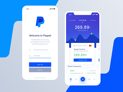Paypal Redesign Concept - Mobile app app design bank account bank app bank card credit card dashboard finance finance app michanczyk mobile movade pay paypal ui ux