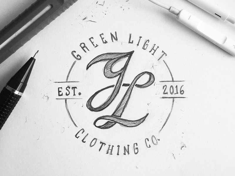 GL Monogram typography sketch drawing apparel clothing logo calligraphy lettering handtype type monogram