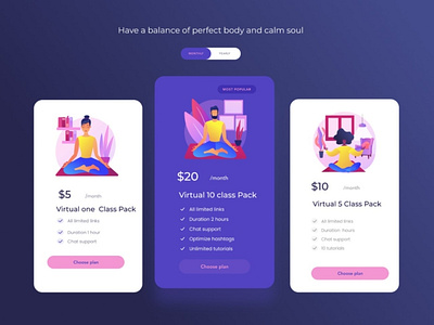 Pricing page dailyui030 dailyuichallenge illustration pricing page website yoga