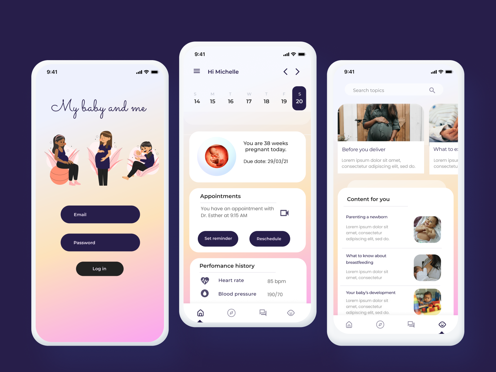 Pregnancy app by Michelle on Dribbble