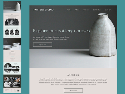 Landing Page Pottery Studio art branding ceramics design graphic design illustration landing logo minimal pottery typography ui ux vector web website