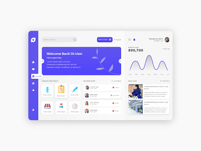 Dr.User UI Dashboard design doctor graphic design hospital illustration ui ui design ux vector webdesign