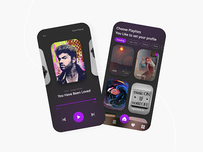 Music Player app application branding dark dark mode design graphic design illustration logo mobile mobile app music music player playlist song ui ui design ux vector webdesign