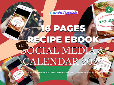 16 Pages Pizza End Year Party Recipe eBook canva workbook