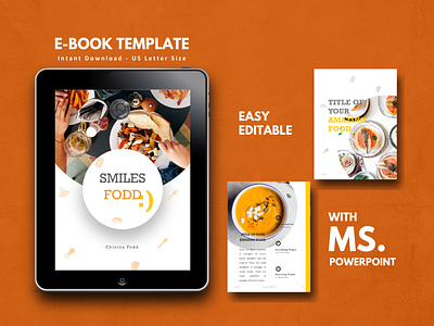 Recipe Ebook Template Editable Using Microsoft PowerPoint android app art branding design clean design ecommerce etsy flat graphic design icon illustration ios minimal mobile powerpoint template recipe book ui ux vector