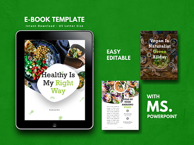 Vegan Theme Recipe eBook Design android art catalogue clean cookbook ebook ebooks ecommerce etsy flat icon ios logo lookbook minimal powerpoint ui ux vegan vegetarian