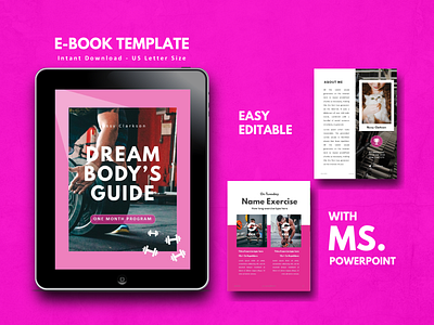 Fitness Girl eBook Design Template android art clean ebook ecommerce etsy fitness flat gym icon ios lookbook minimal powerpoint ui ux