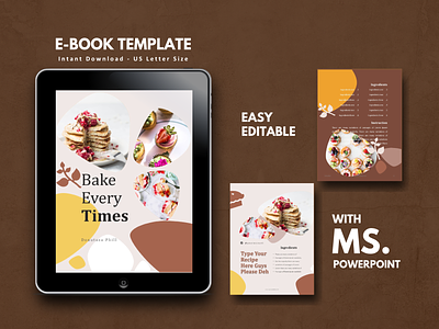 16 Pages Recipe Cake eBook Template Editable Using MS PowerPoint clean ebook etsy flat icon minimal powerpoint presentation powerpoint template recipe recipe app recipe book ui ux