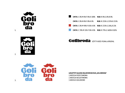 Projekt logotypu salonu balwierskiego Golibroda design flat logo typography vector