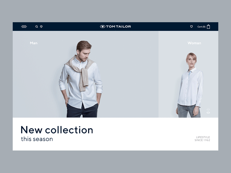 Slider animation clothes design desktop e commerce e shop e store ecommerce fashion gif modern popular shop slider store tom tailor ui web design website