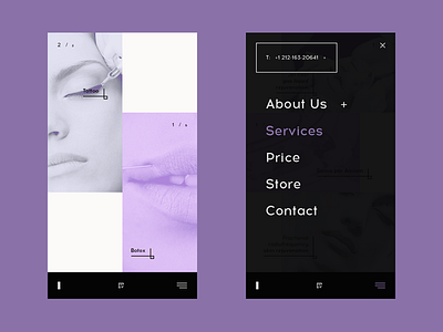 Beauty salon — concept mobile adaptive beauty beautysalon black concept creative dark digital flat inspiration menu mobile modern perfect purple responsive stylishly ui uk web