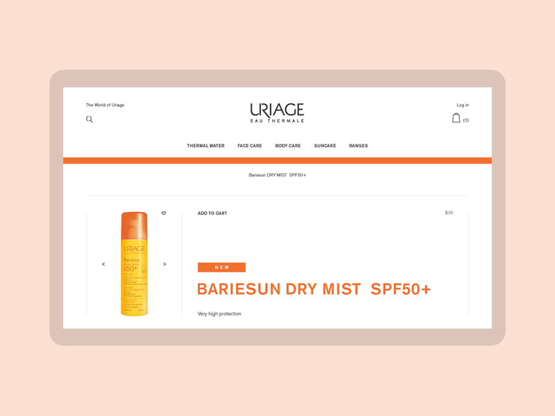 Uriage — product details business design ecommerce france french gif mobile orange product detail product details responsive responsive design shopping store tablet thermal water ui uriage websites интернет магазин