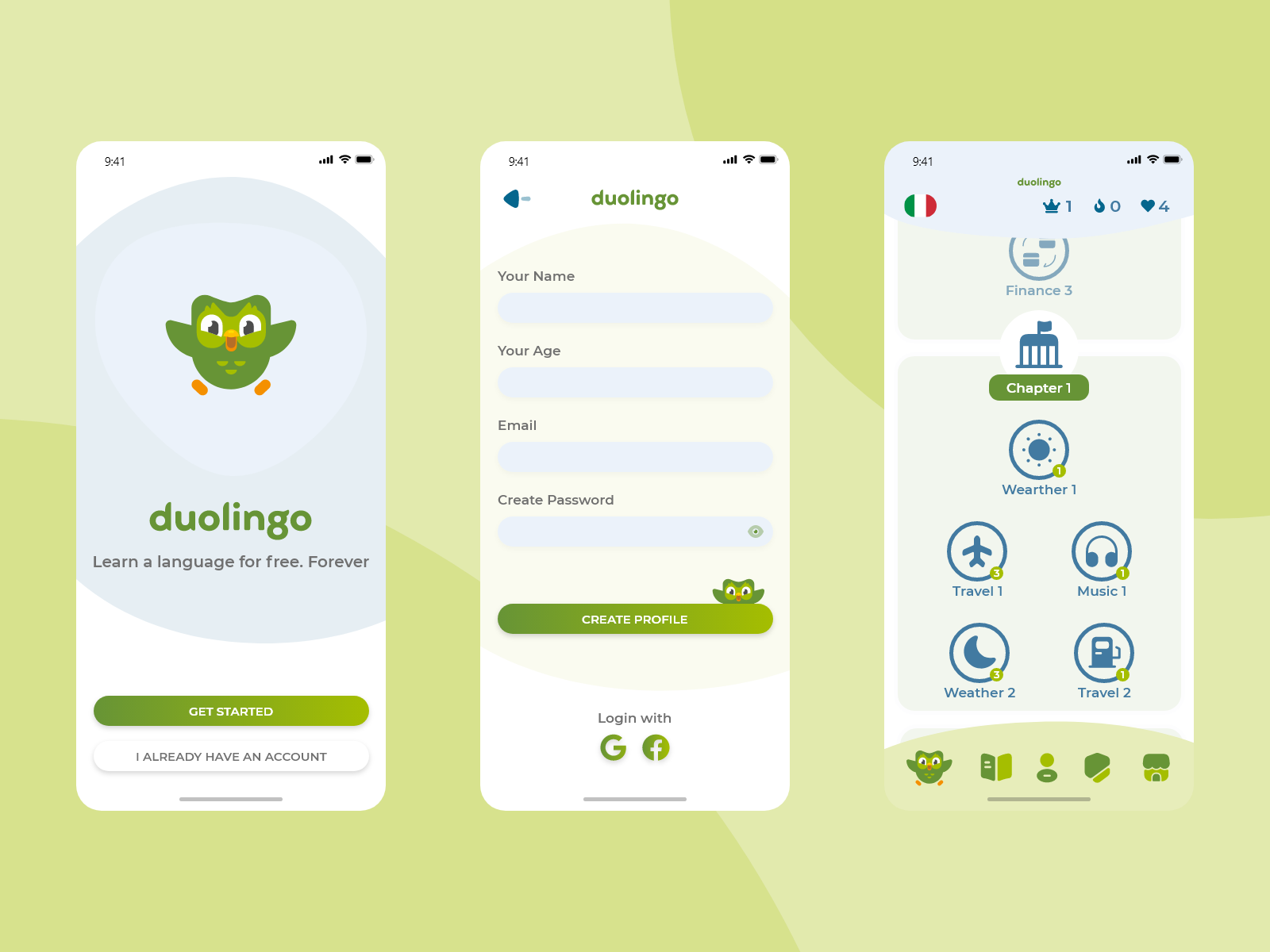 Redesign Concept Duolingo by Mirko_ on Dribbble