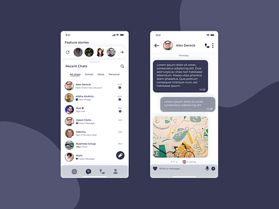 Mobile Template - Message App app design graphic design mobile ui