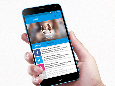 Profile app android app blurred button design home invite ios mobile simple ui ux
