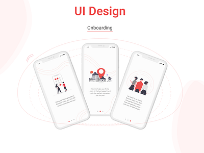 OnBoarding UI Design | Roomies Mobile App Design adobe xd clean design figma hire hirenow illustration inspiration mobile app design modern onboarding opentowork roommates screenshots ui ux design uxuibugs