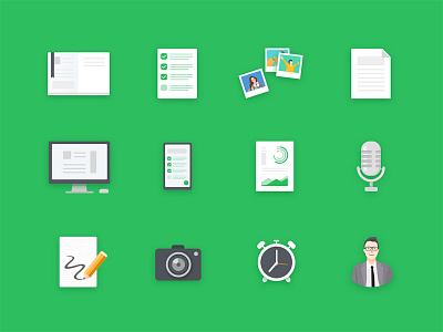 Evernote Redesign Icons book clock evernote file green icon man note phone photo