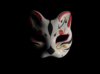 Kitsune Fox mask 3d graphic design mask