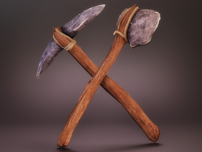 Stone axe & pickaxe 3d axe graphic design